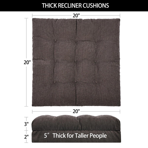 20x20x5 Inch Thick Tufted Dual Layer Chair Cushion Taupe 1P U9690