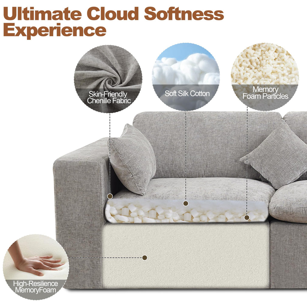 Light Grey Chenille Modular Sectional Sofa O2050