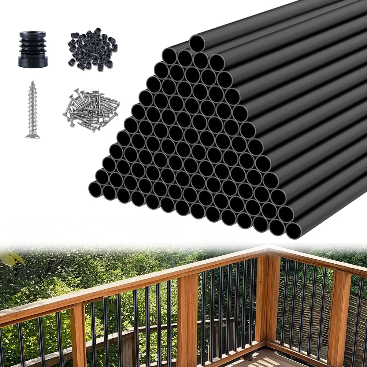 Black Aluminum Deck Balusters 32in x 3/4in 100 Pack U84409