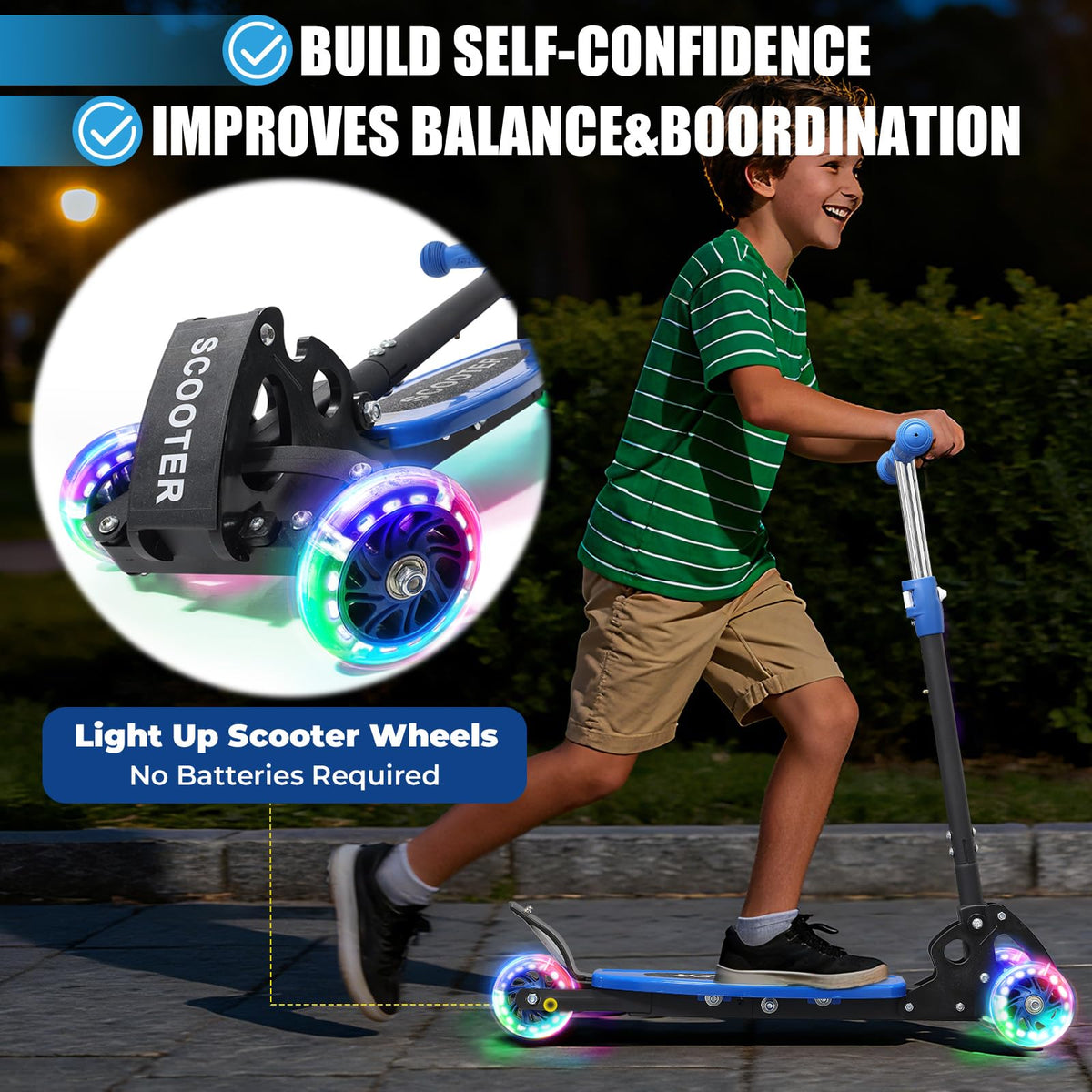3 Wheel Kids Scooter with LED Light-Up G44926