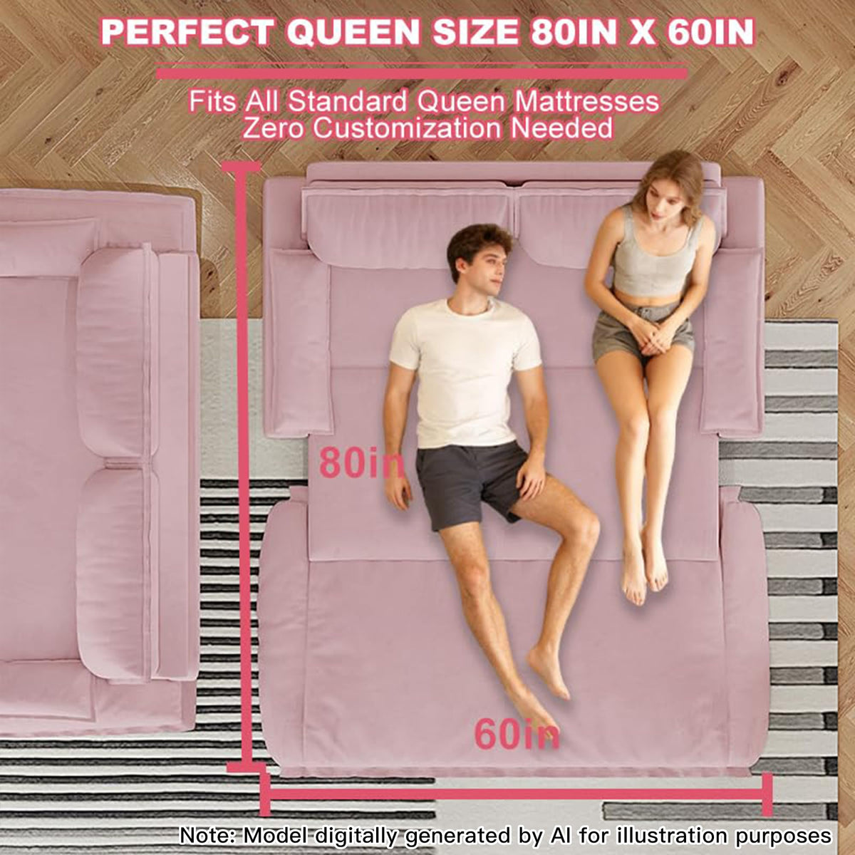 Queen Size Velvet Sleeper Sofa Bed C451769