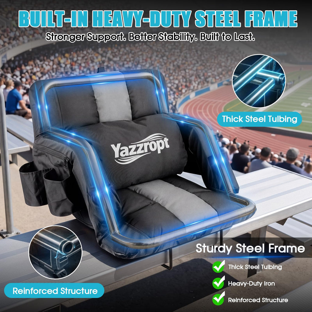 Wide Padded Stadium Seat with Back Support and Cup Holder E60174