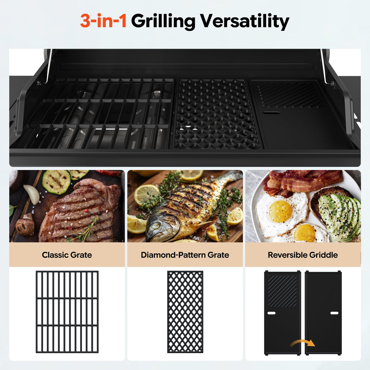 4 Burner Propane Gas Grill with Infrared Side Burner I919774