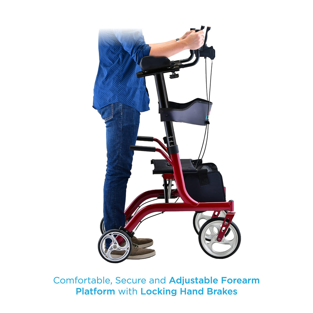 Blue Upright Rollator Walker with 10 Inch Front Wheels A6180