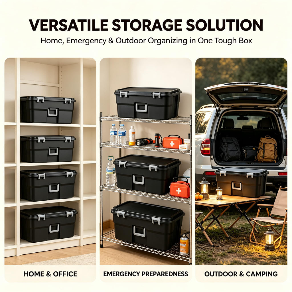 Black 22 Gal Wheeled Plastic Storage Bins W9272