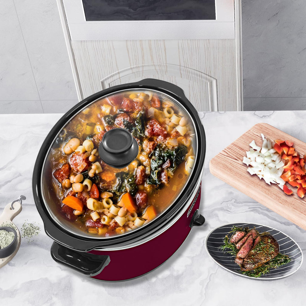 7 Quart Oval Manual Slow Cooker with 3 Cooking Settings T810