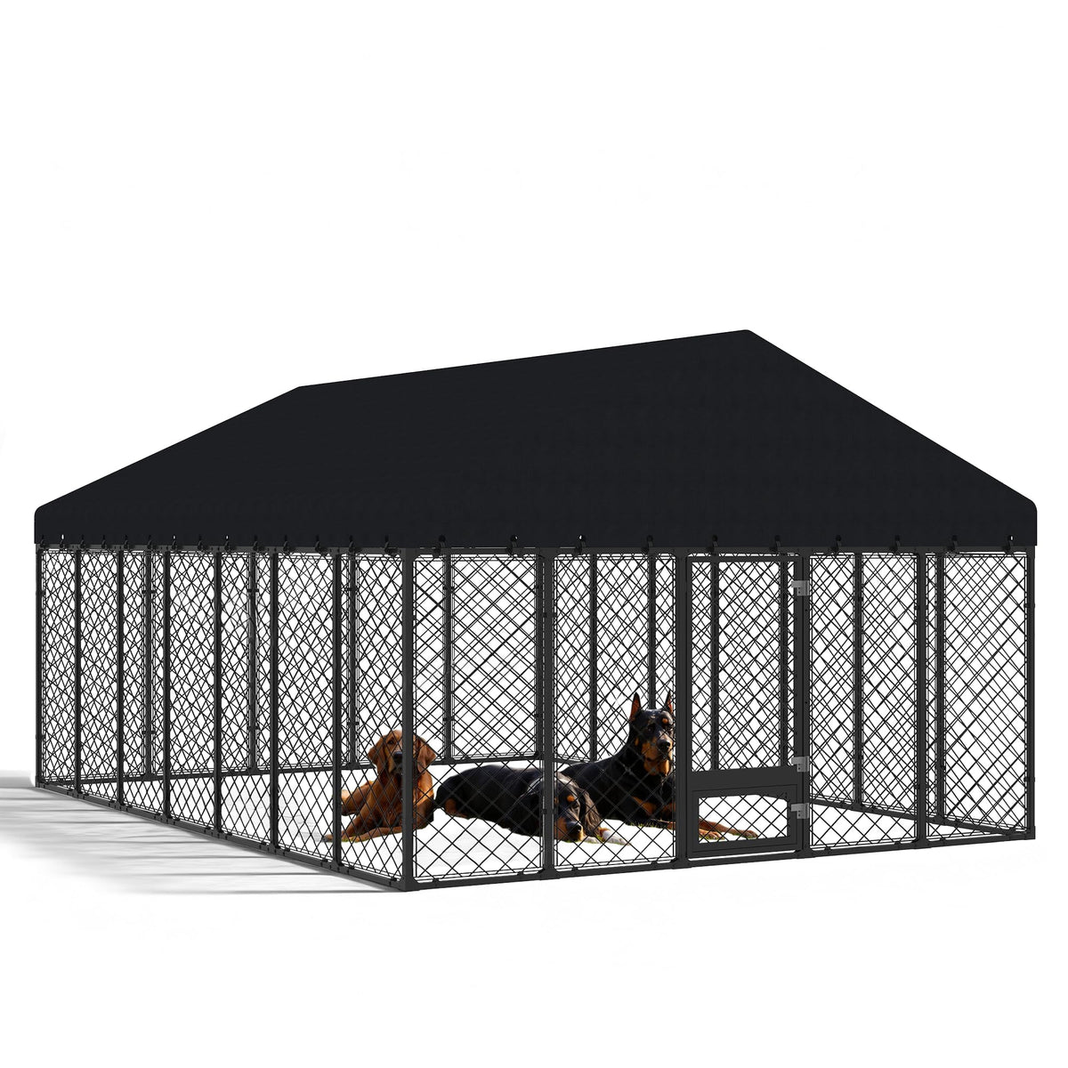 10x14FT Outdoor Dog Kennel with Roof D300803