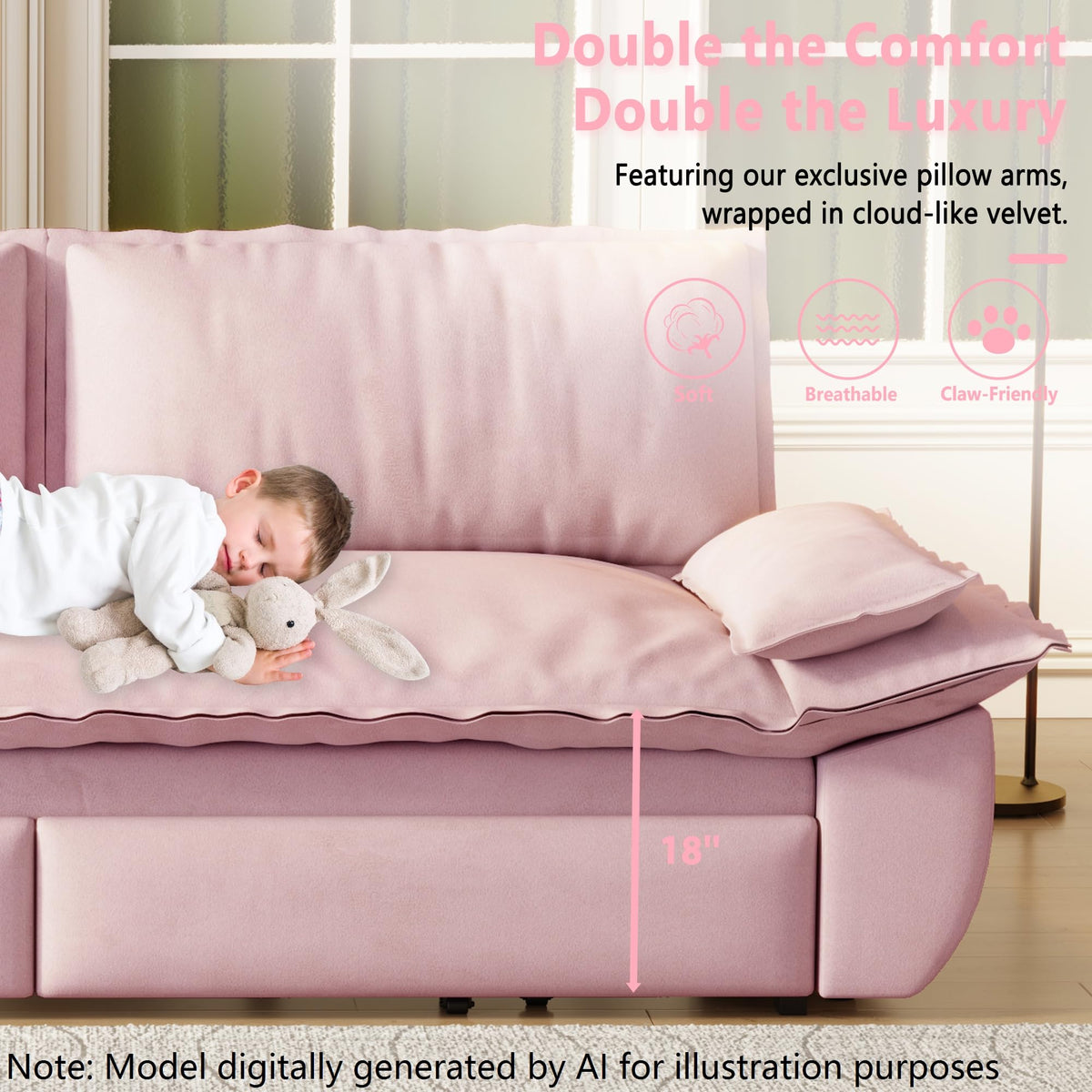 Queen Size Velvet Sleeper Sofa Bed C451769