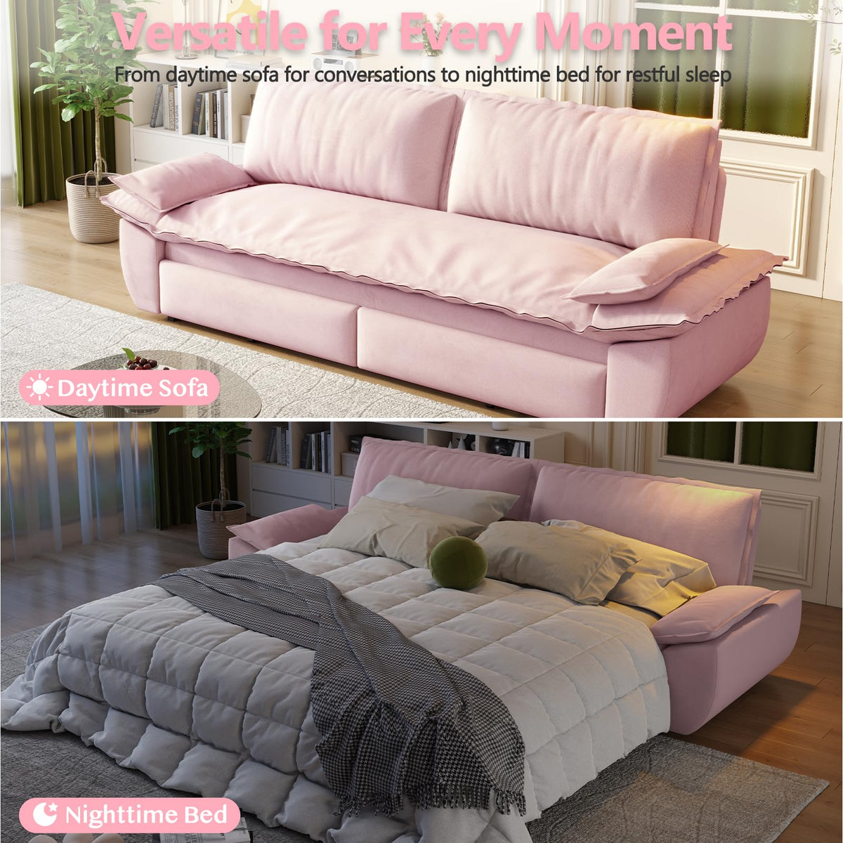 Queen Size Velvet Sleeper Sofa Bed C451769