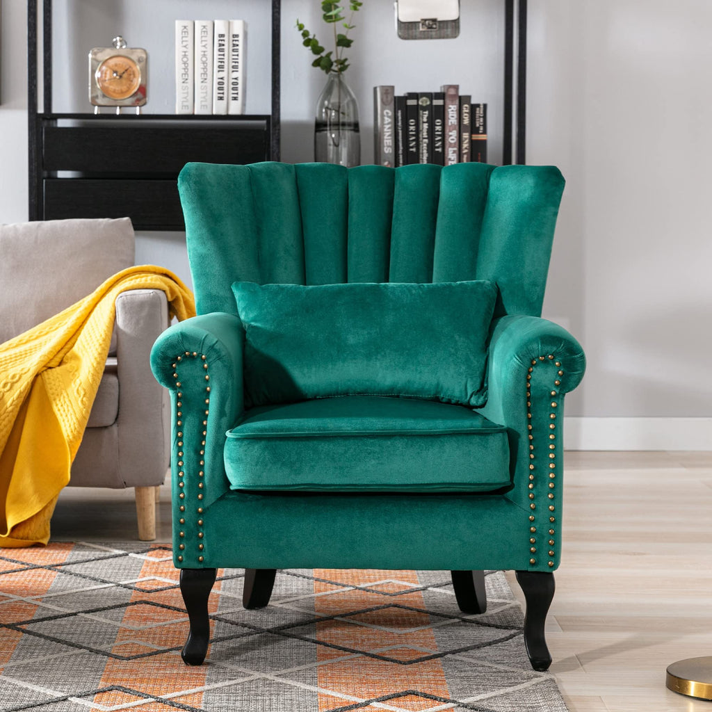 Velvet Accent Chairs Set of 2 Green J2815