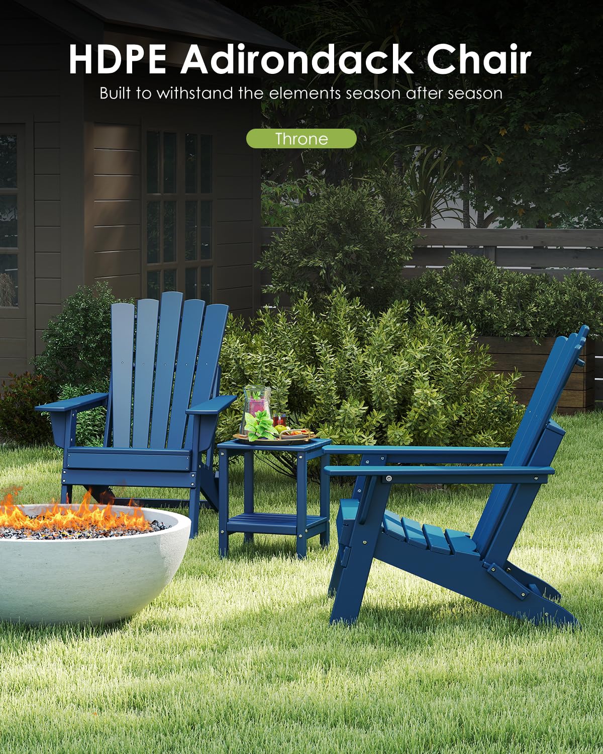 Blue Folding Adirondack Chairs Set of 2 I586