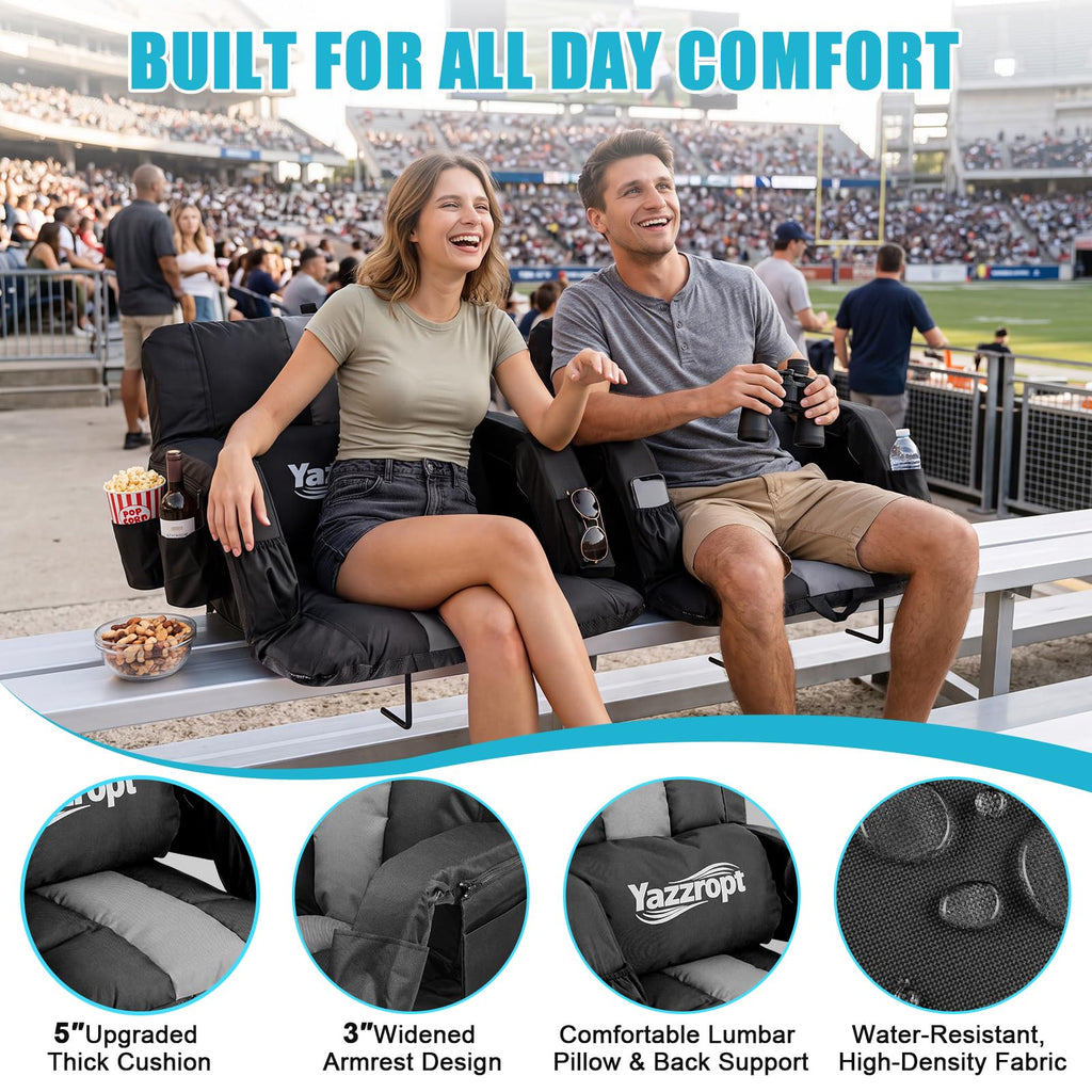 Wide Padded Stadium Seat with Back Support and Cup Holder E60174