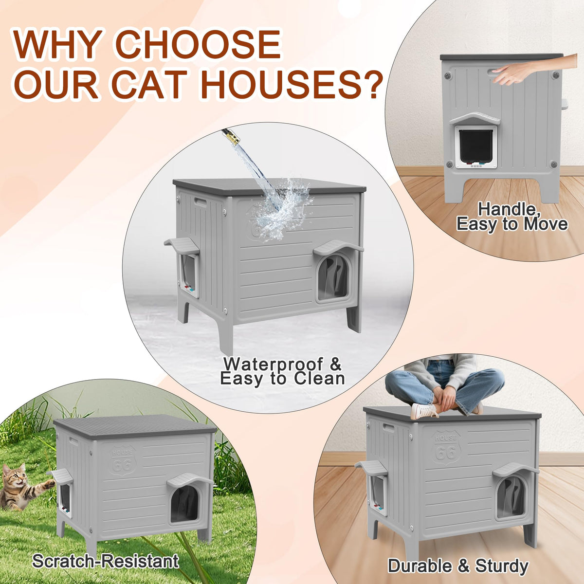 Insulated Outdoor Weatherproof Plastic Cat House R30359