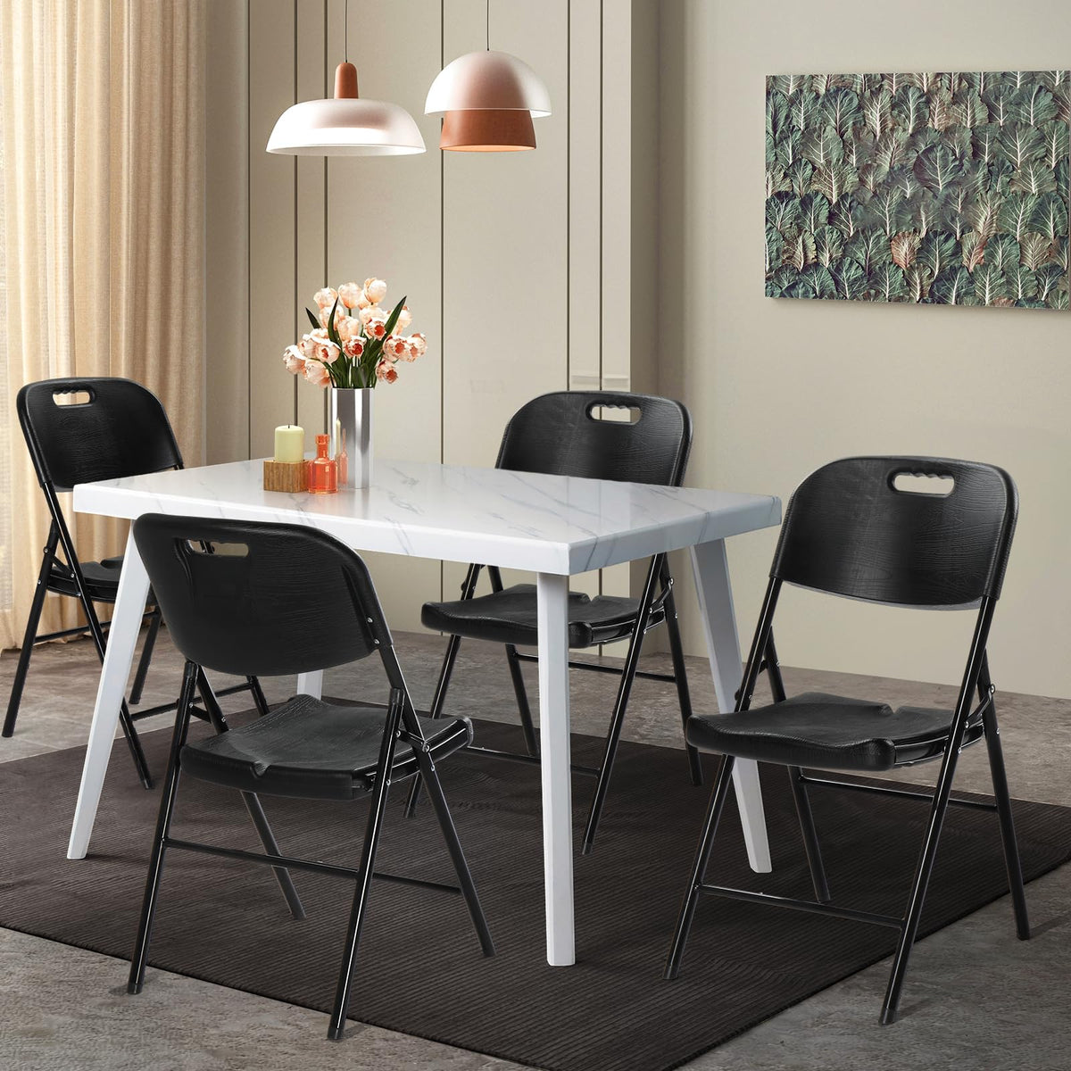 Dark 4 Pack HDPE Folding Chairs with Steel Frame D231584