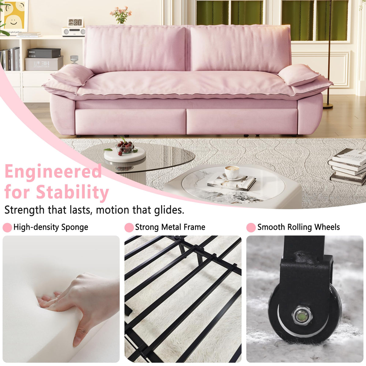 Queen Size Velvet Sleeper Sofa Bed C451769