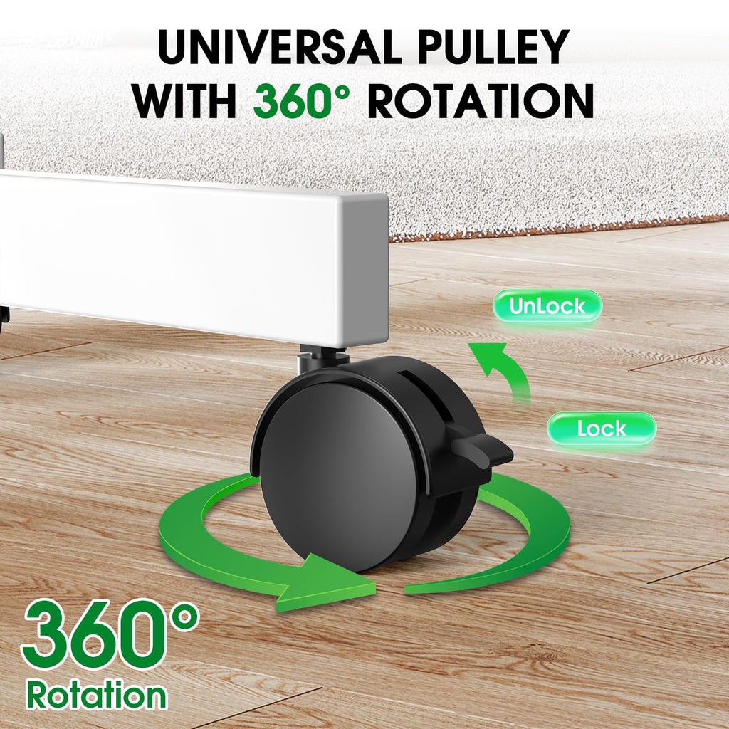 White Rolling TV Stand with Wheels M951