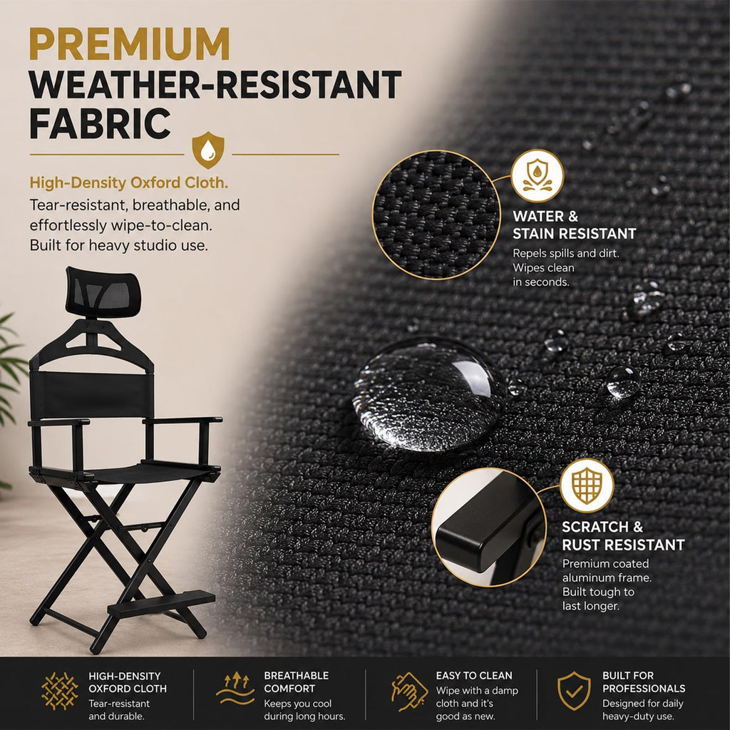 Gold Portable Collapsible Tall Makeup Artist Chair with Head Rest Z907