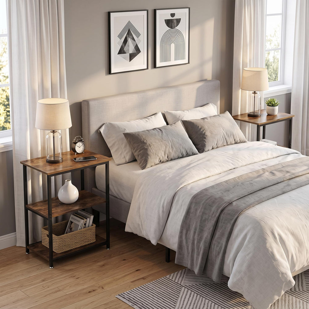 Tall End Side Table with 3-Tier Storage Shelf L558