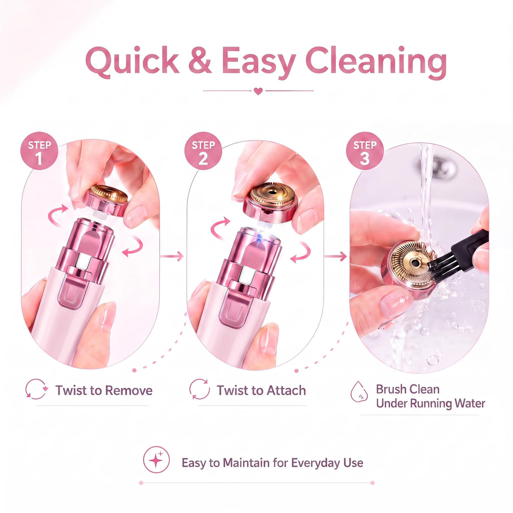 Pink USB Rechargeable Facial Hair Remover F12269