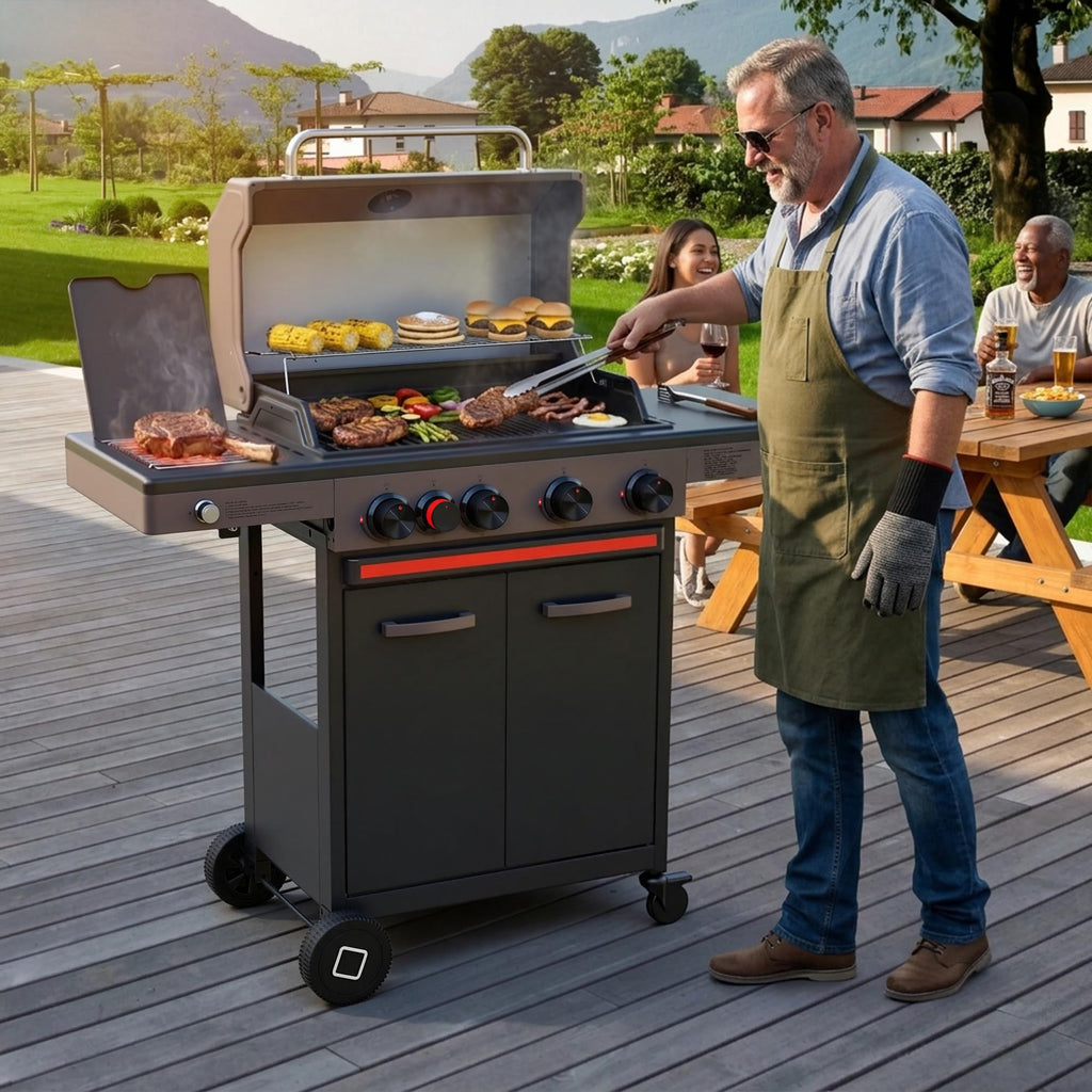 4 Burner Propane Gas Grill with Infrared Side Burner I919774
