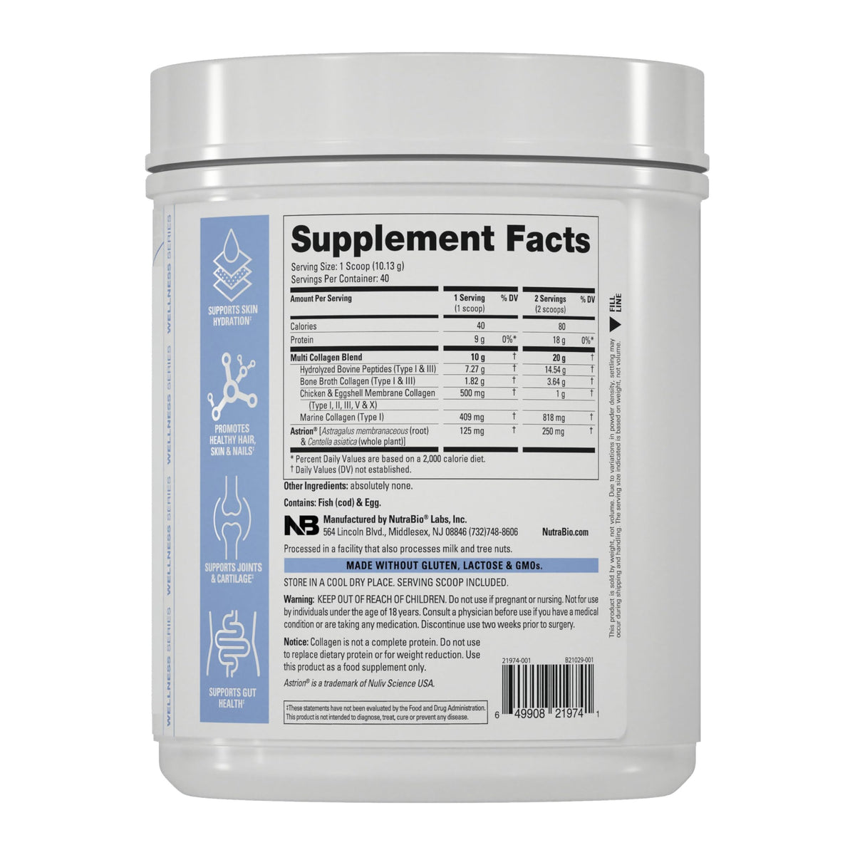 Hydrolyzed Grass-Fed Unflavored Collagen Powder 40 Servings D449444