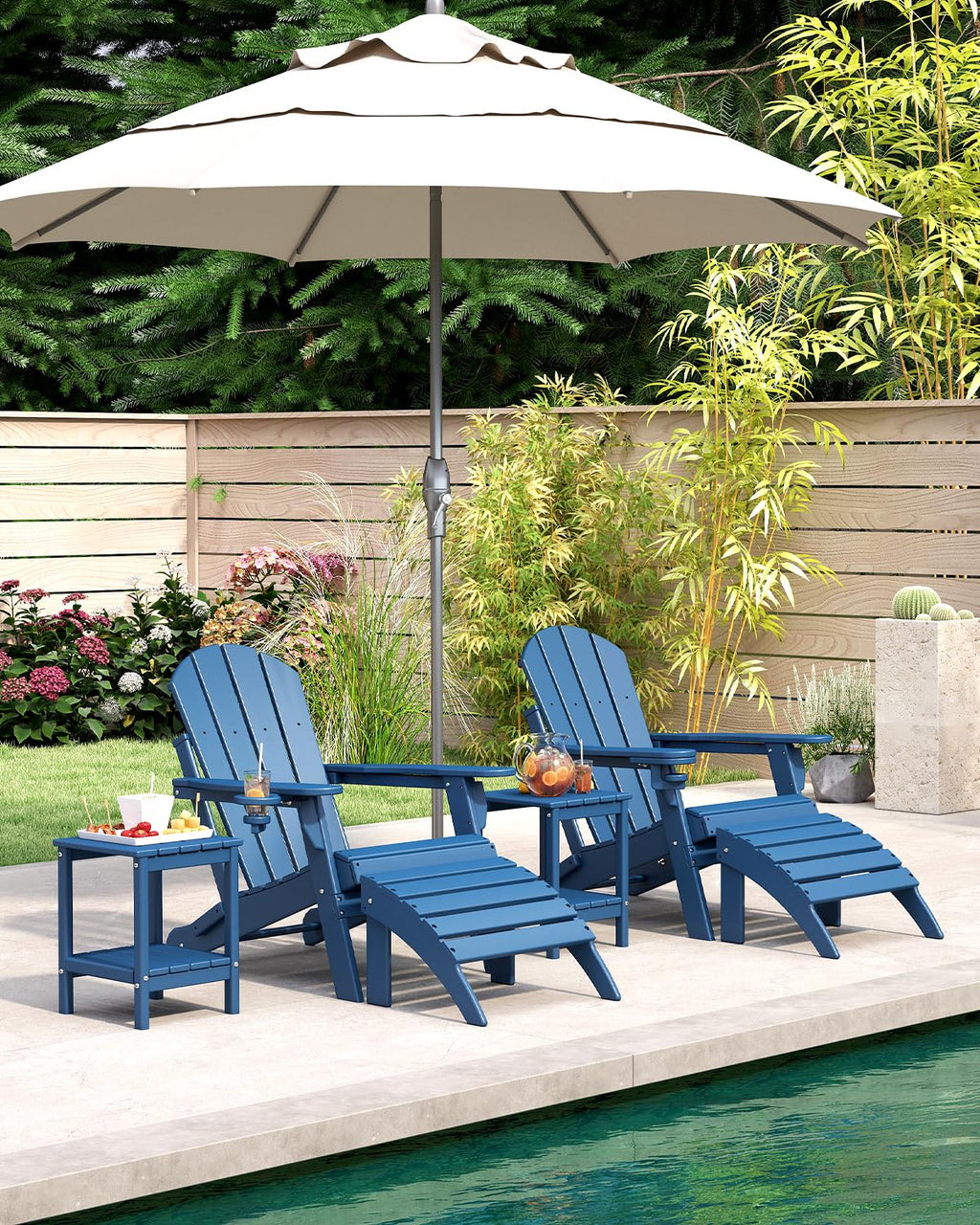Folding Adirondack Chairs Set of 2 Blue HDPE Z67652