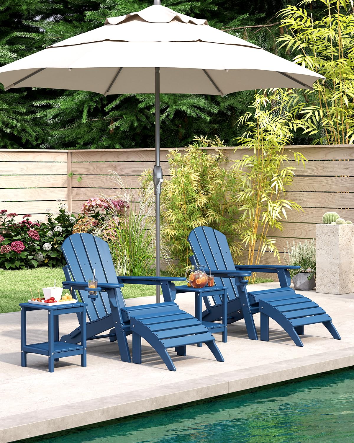 Folding Adirondack Chairs Set of 2 Blue HDPE Z67652
