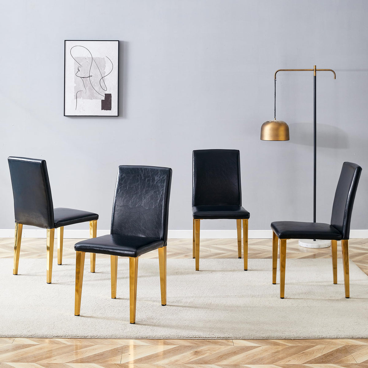 Black Gold Upholstered Dining Chairs Set of 4 Z43190