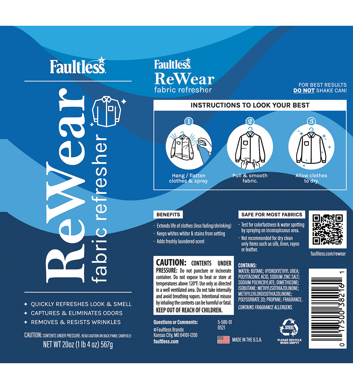 Dry Wash Spray for Clothing 20oz J487082