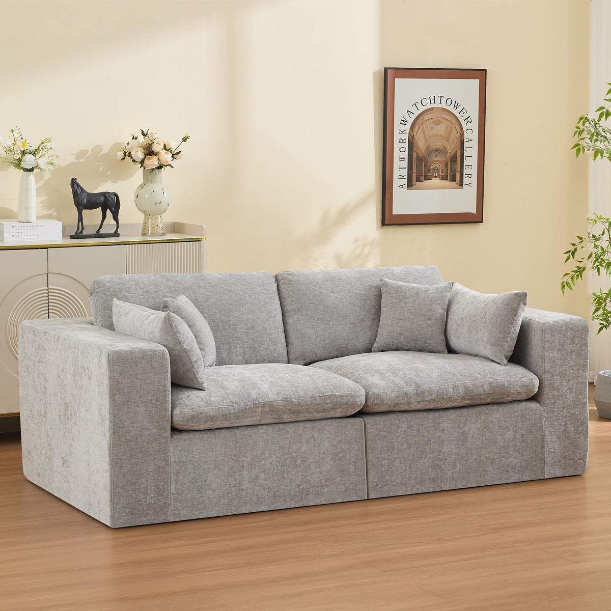 Light Grey Chenille Modular Sectional Sofa O2050