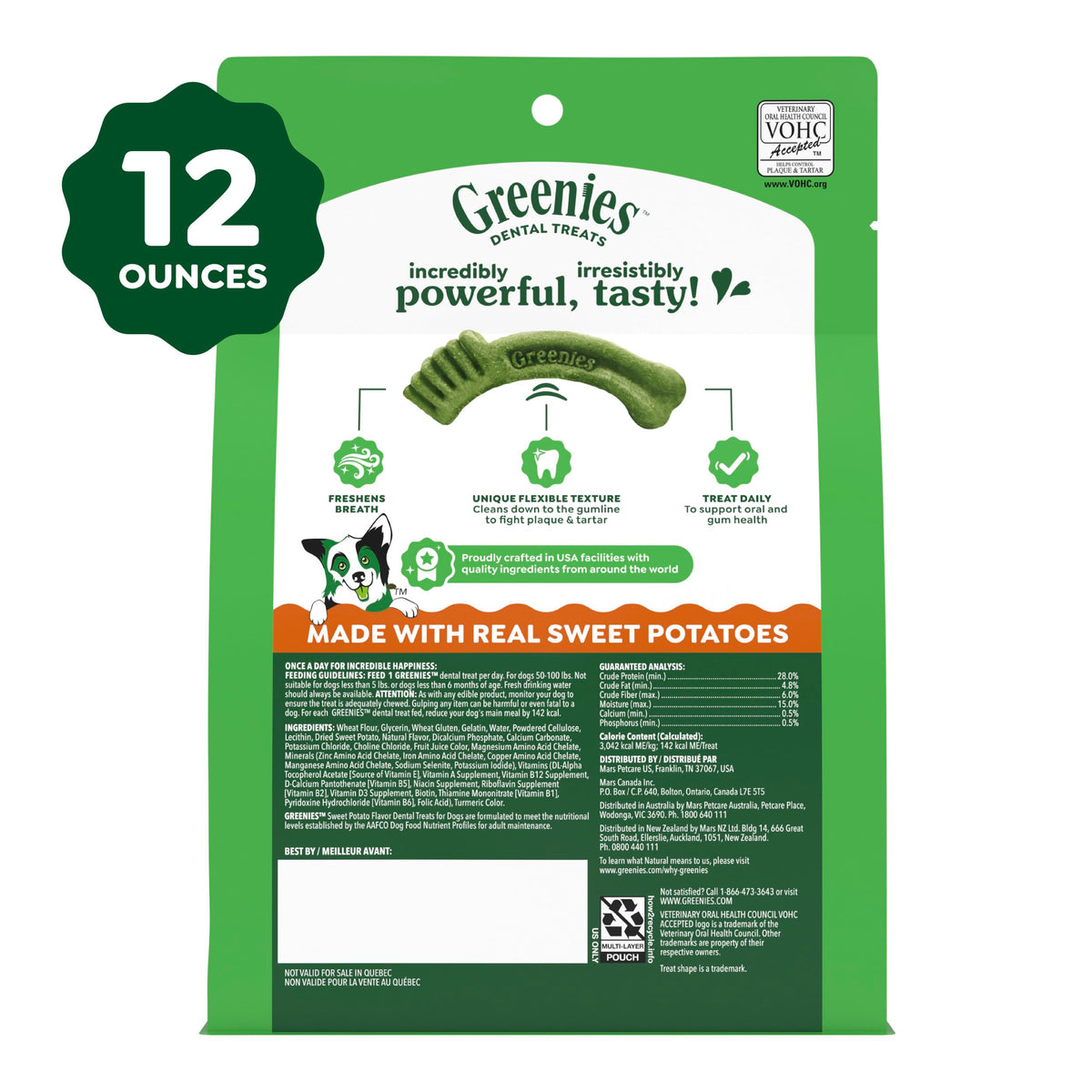 Large Natural Dental Dog Treats Sweet Potato Flavor 8 Count C306585