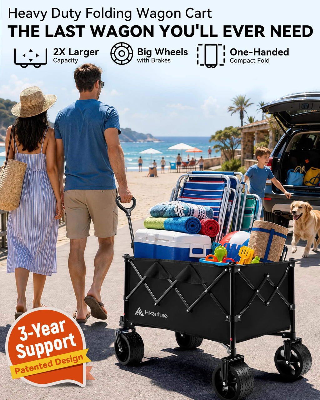 Foldable Beach Wagon with Big Wheels T1194