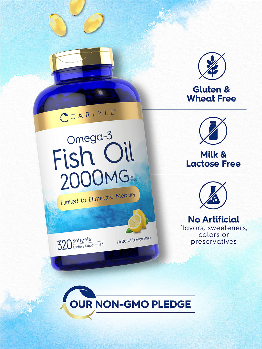 Fish Oil Omega 3 Supplements 2000mg 320 Softgels EPA & DHA E2522