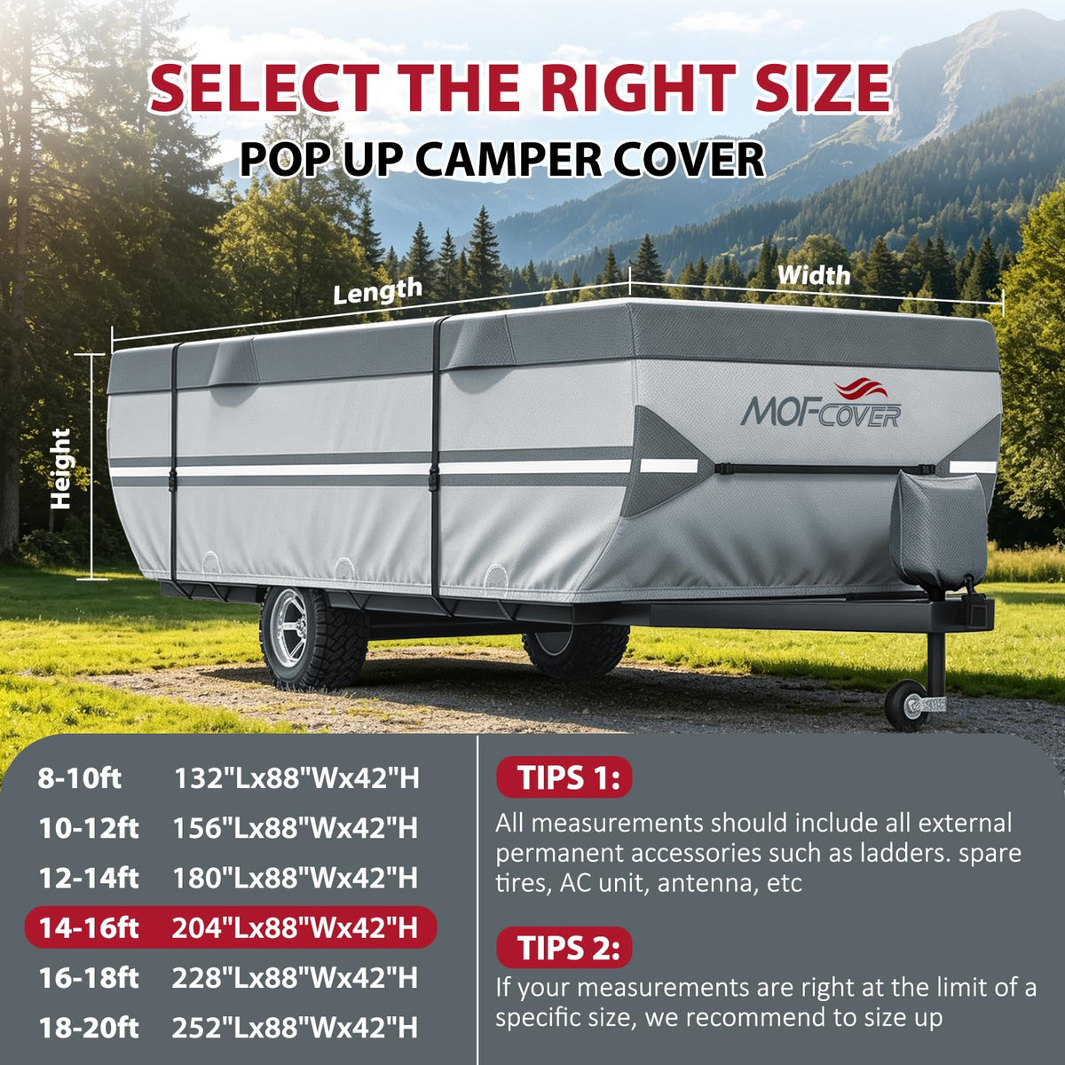 9 Layers Rip-Stop 14-16ft Pop Up Camper Cover J96130