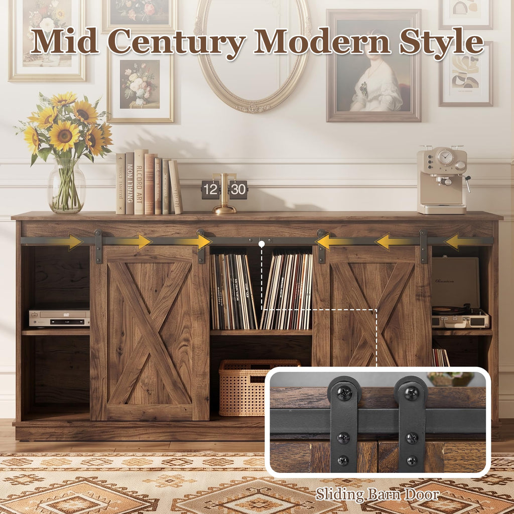 65 Inch Rustic Brown Farmhouse TV Stand Q501
