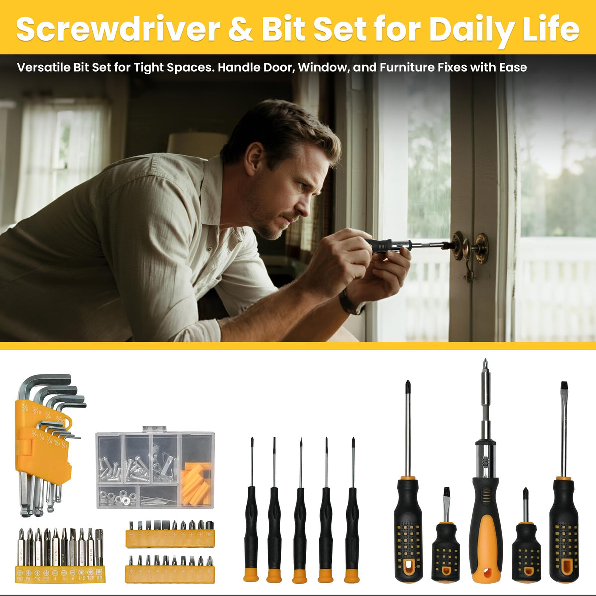 168-Piece Tool Set with Screwdrivers Ratchet Wrenches A4689