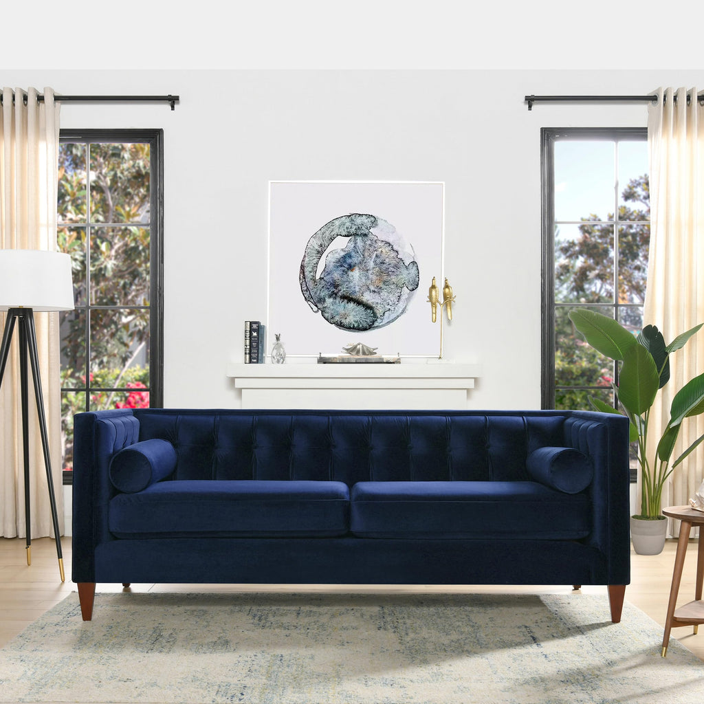 Navy Blue Velvet Tufted Sofa U12358