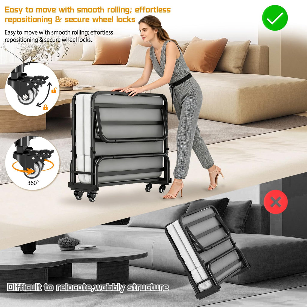 Folding Bed on Wheels W608