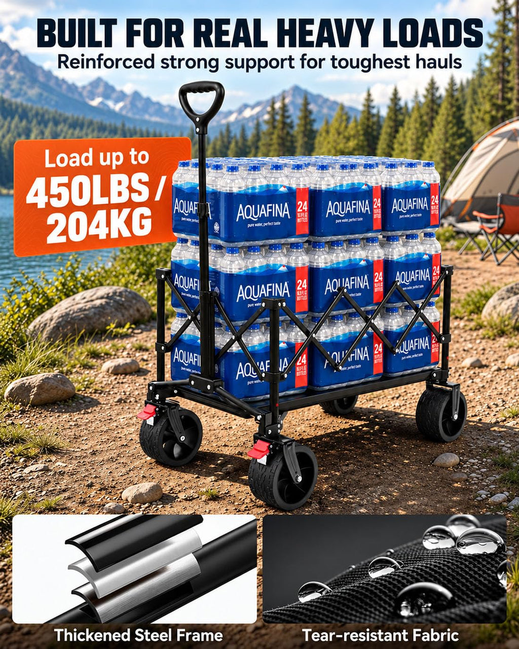 Foldable Beach Wagon with Big Wheels T1194