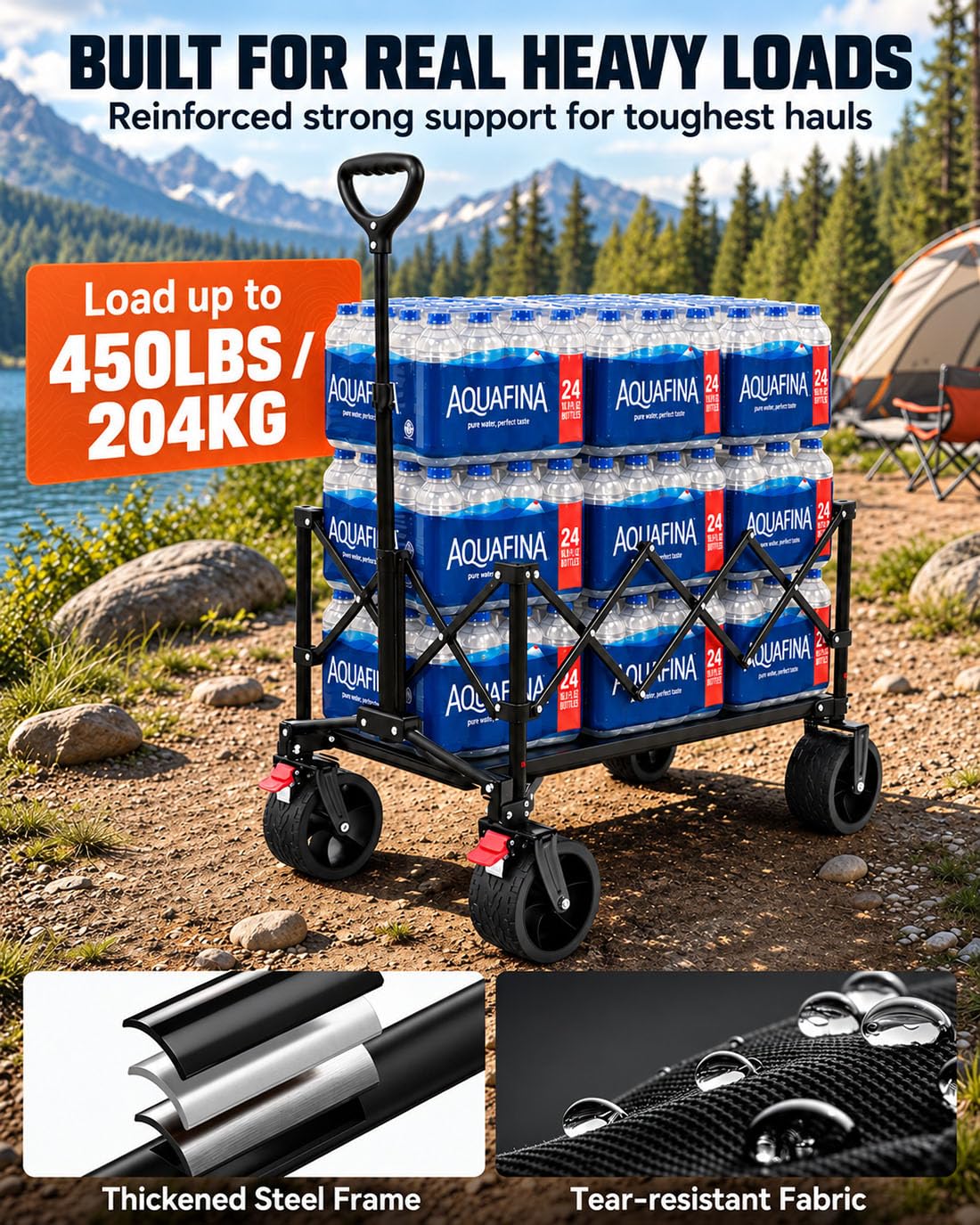 Foldable Beach Wagon with Big Wheels T1194