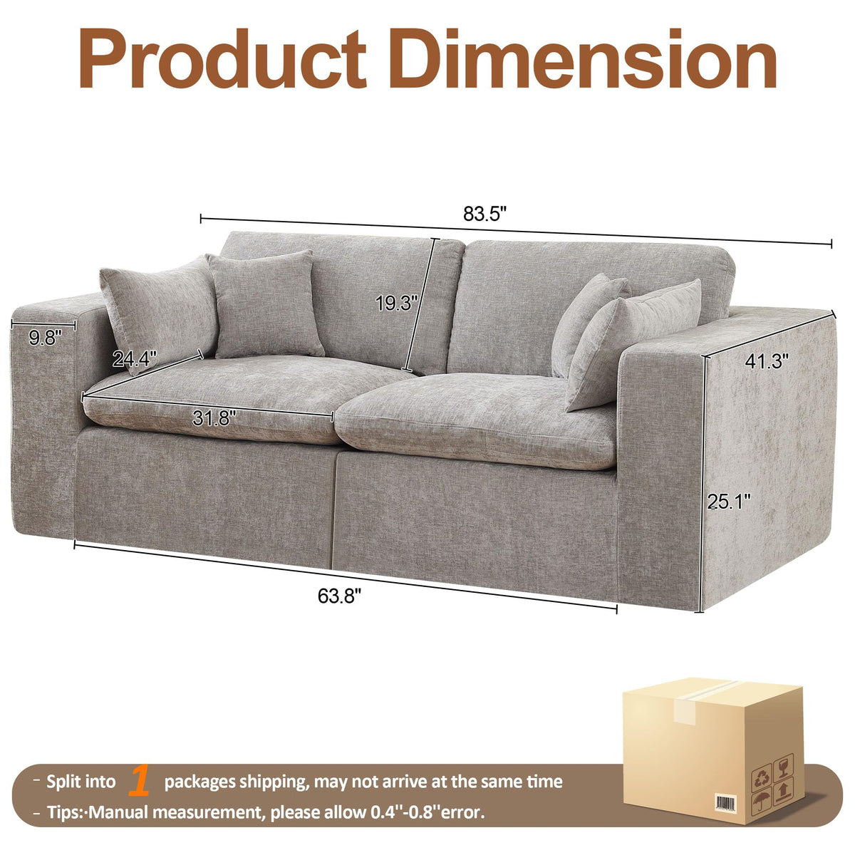 Light Grey Chenille Modular Sectional Sofa O2050