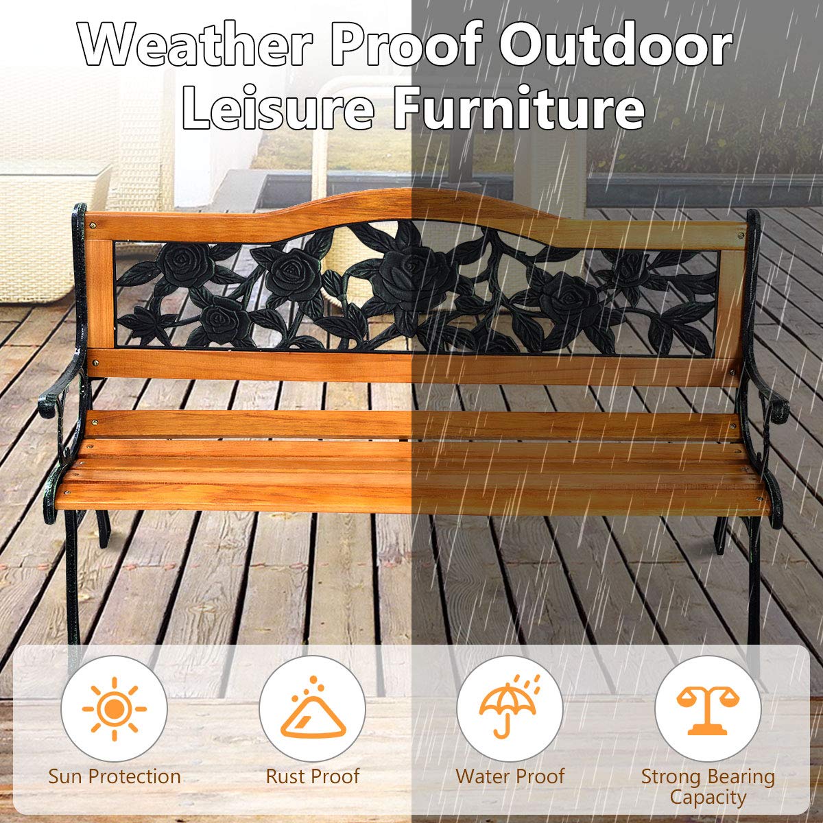 50 Inch Hardwood Frame Patio Bench P198