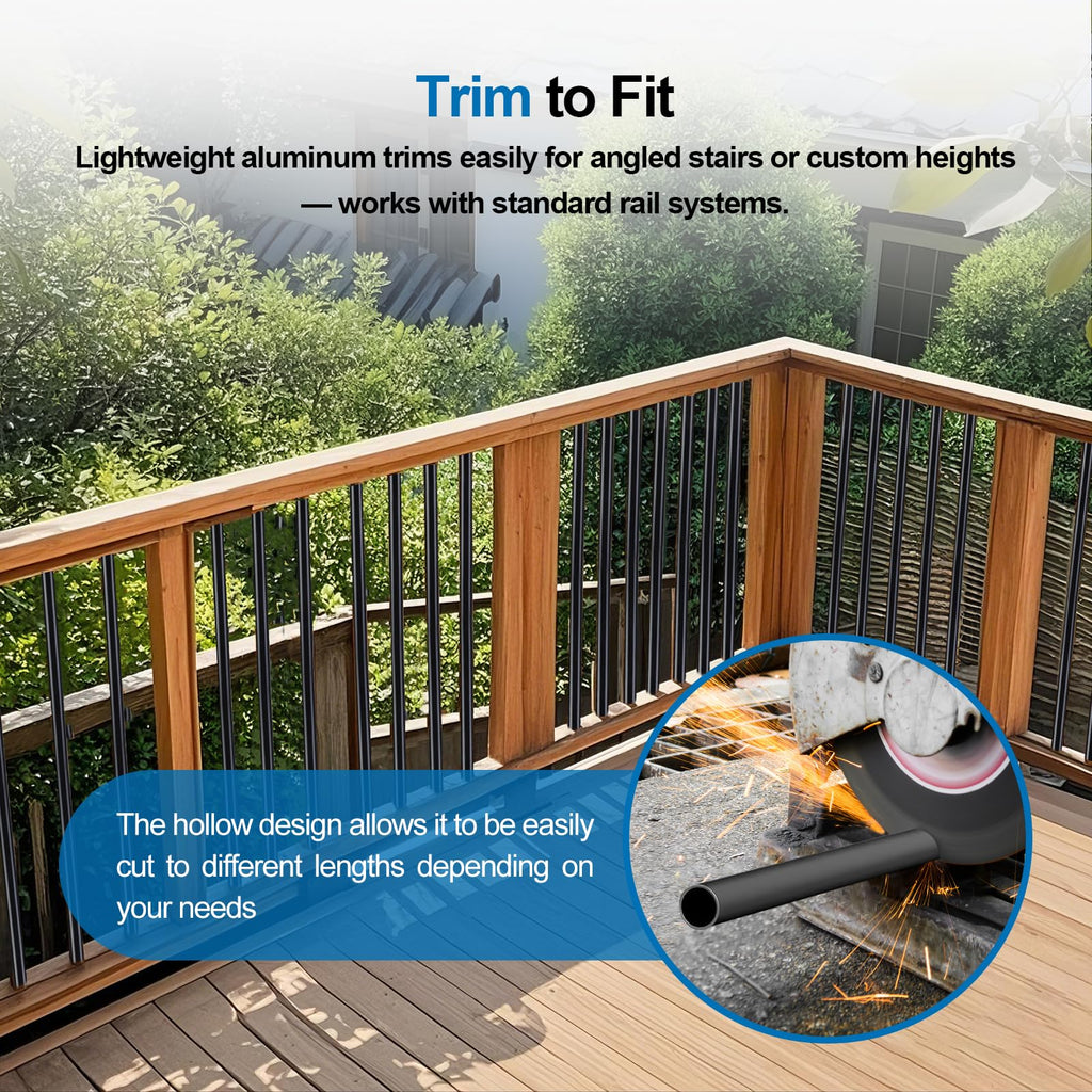 Black Aluminum Deck Balusters 32in x 3/4in 100 Pack U84409