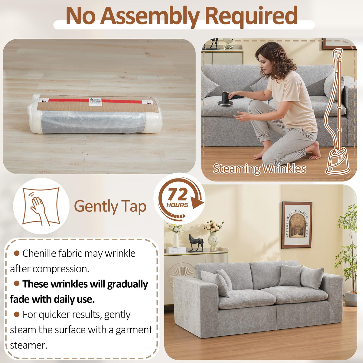 Light Grey Chenille Modular Sectional Sofa O2050