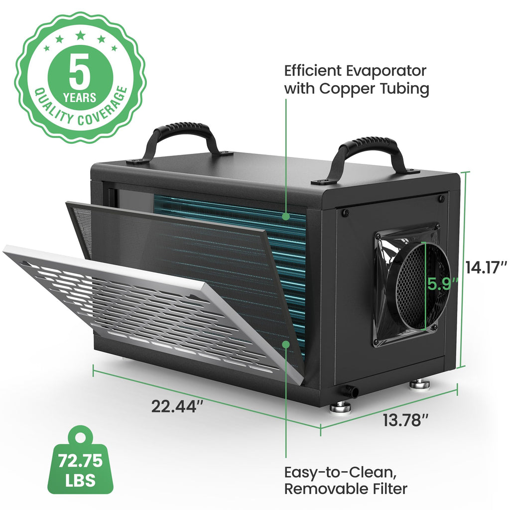 130 Pints Commercial Dehumidifier with Pump & Drain Hose D538
