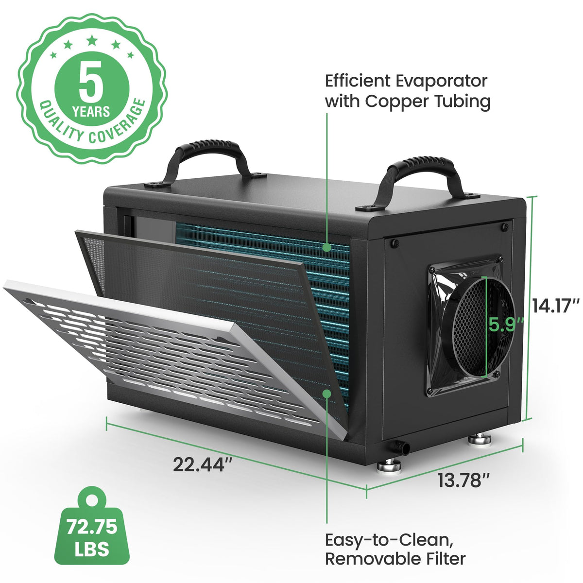 130 Pints Commercial Dehumidifier with Pump & Drain Hose D538