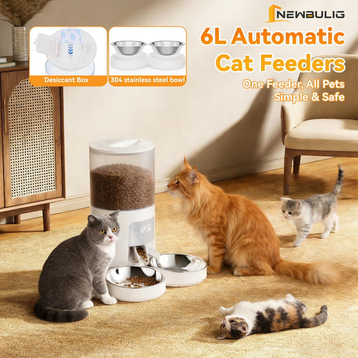 Automatic Cat Feeder 6L White O764889