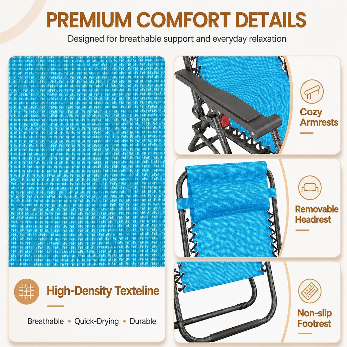 Light Blue Set of 2 Adjustable Zero Gravity Recliners F587