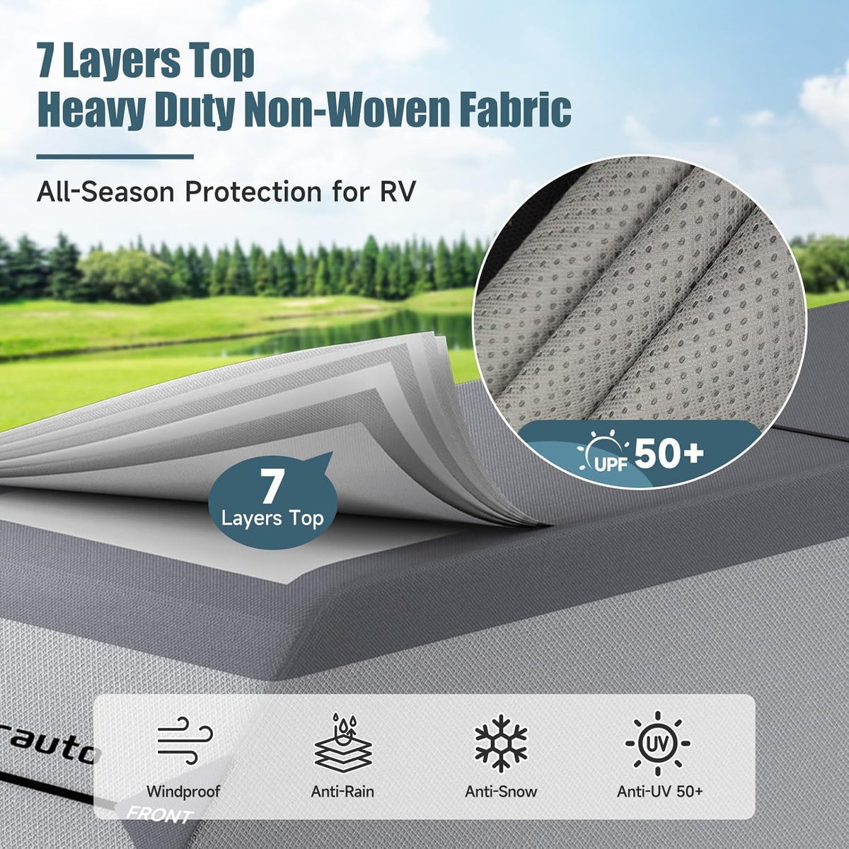 7-Layer Anti-Tear Truck Camper Cover with Gutter Cover C41123