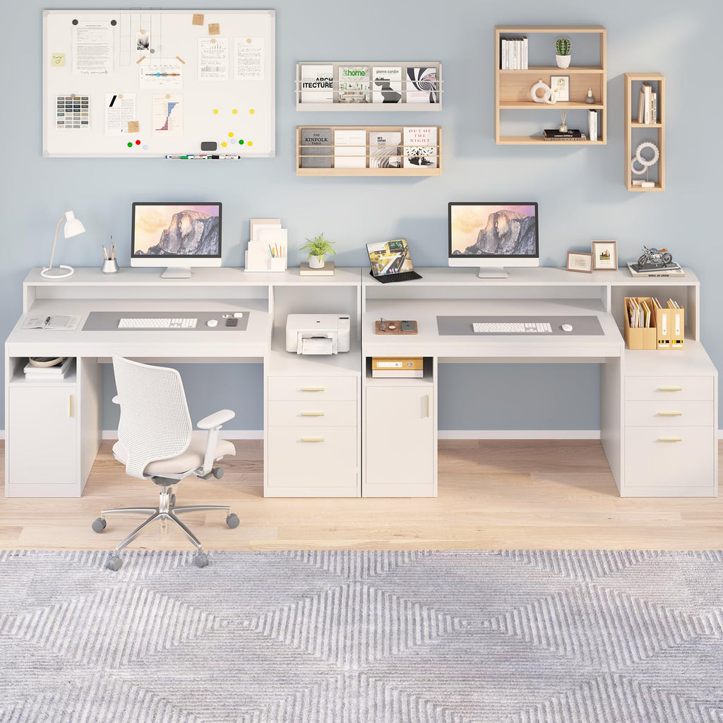 65" White Computer Desk with 3 Drawers Q262